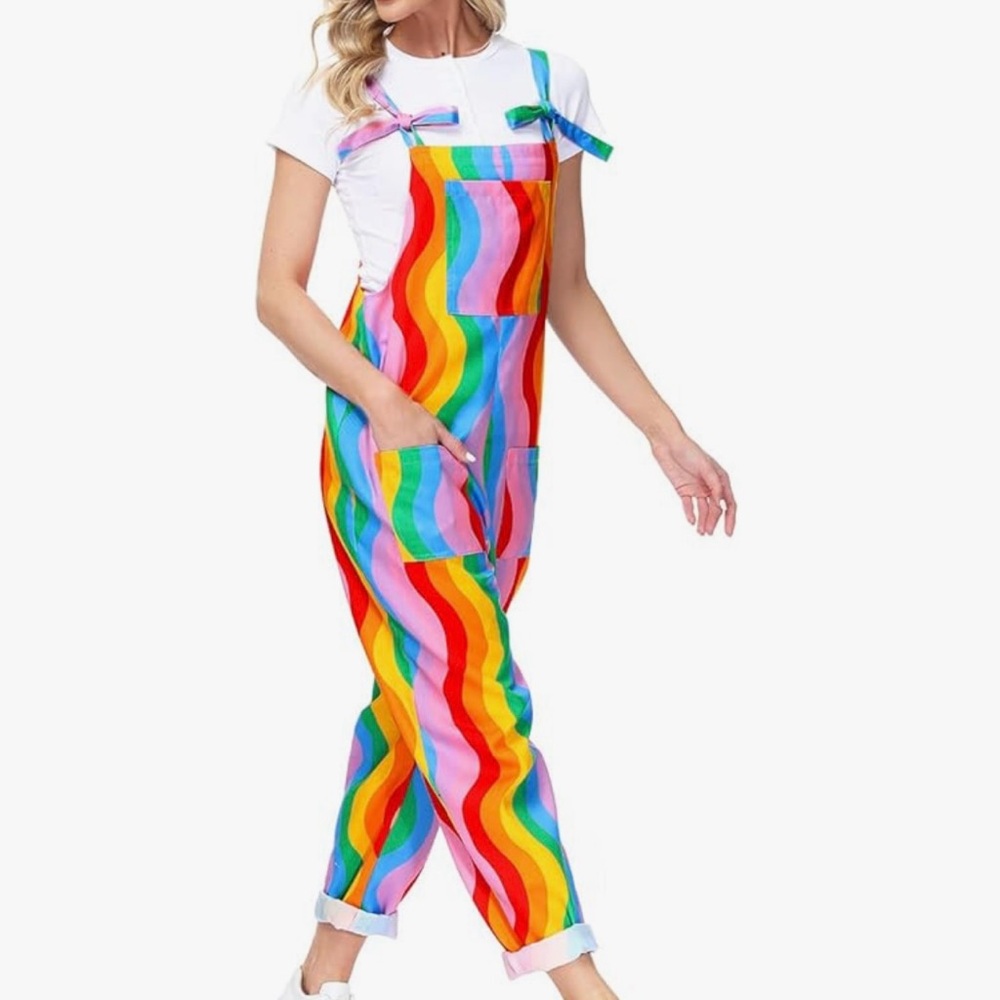 Rainbow Striped Overalls